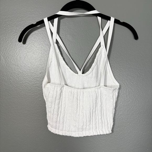 Zara Women's White Coquette Cable Knit Crop Top - Size Small - Double Straps - Picture 5 of 5